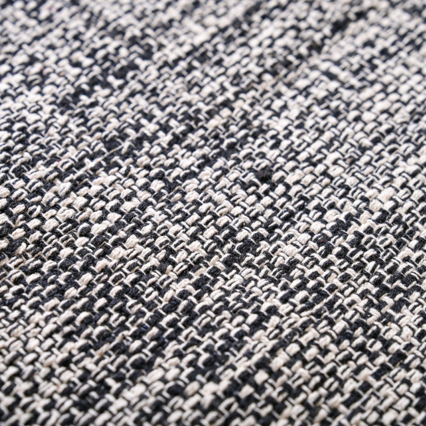 Black And White Tweed Cotton Anti Slip Floor Mat 96x53cm