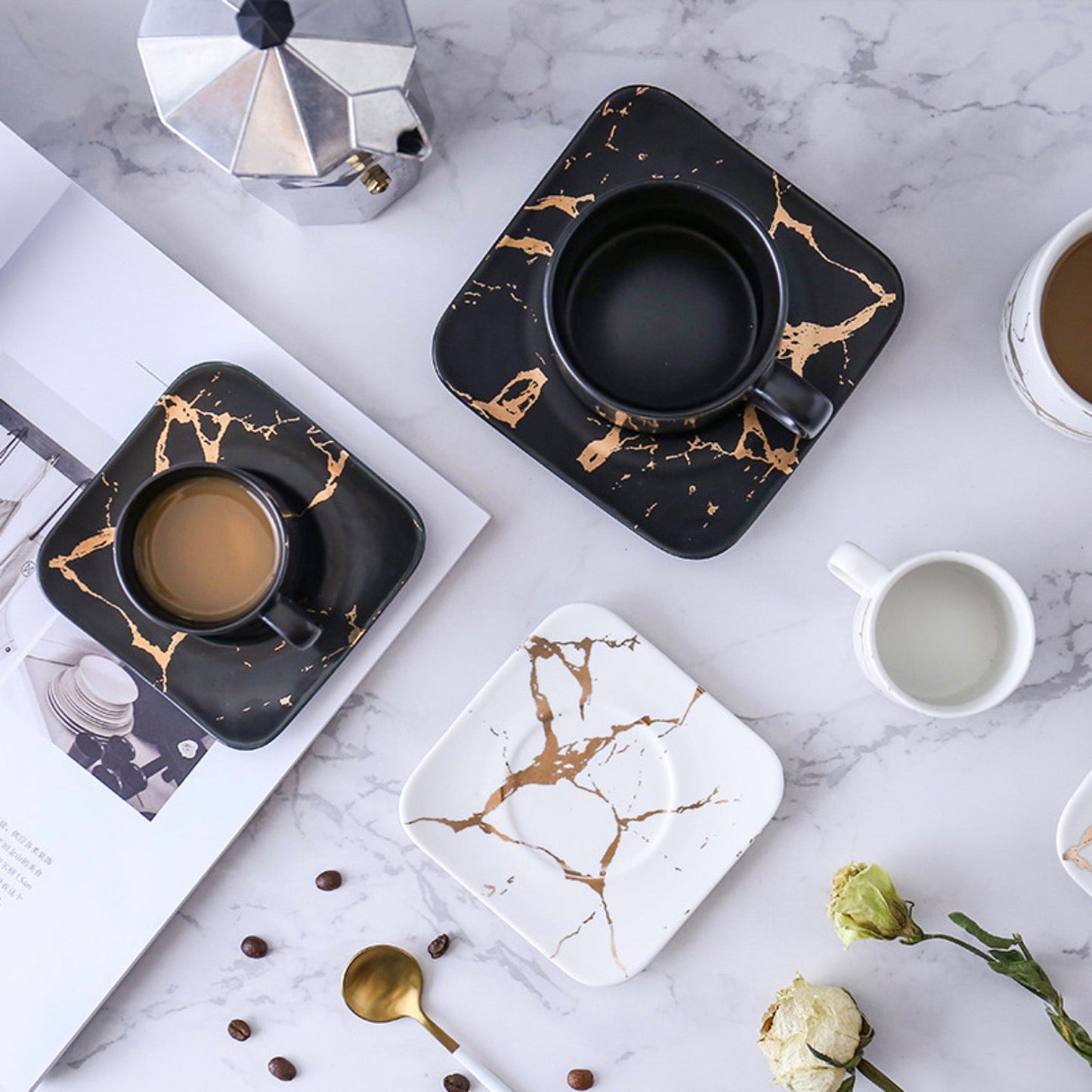 Marble Tea Cup and Saucer
