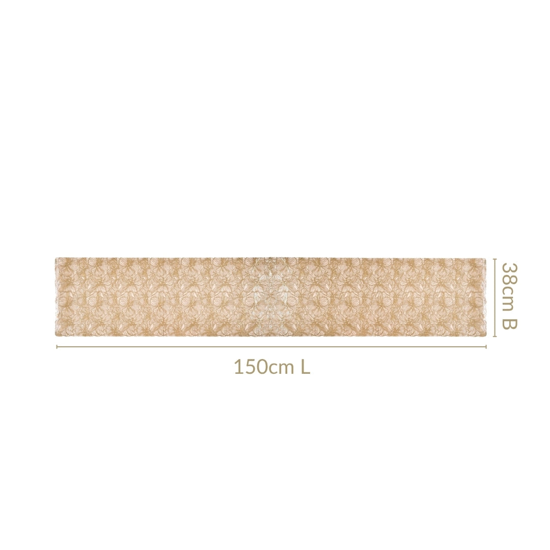 Floral Line Art Runner Gold 150x38cm