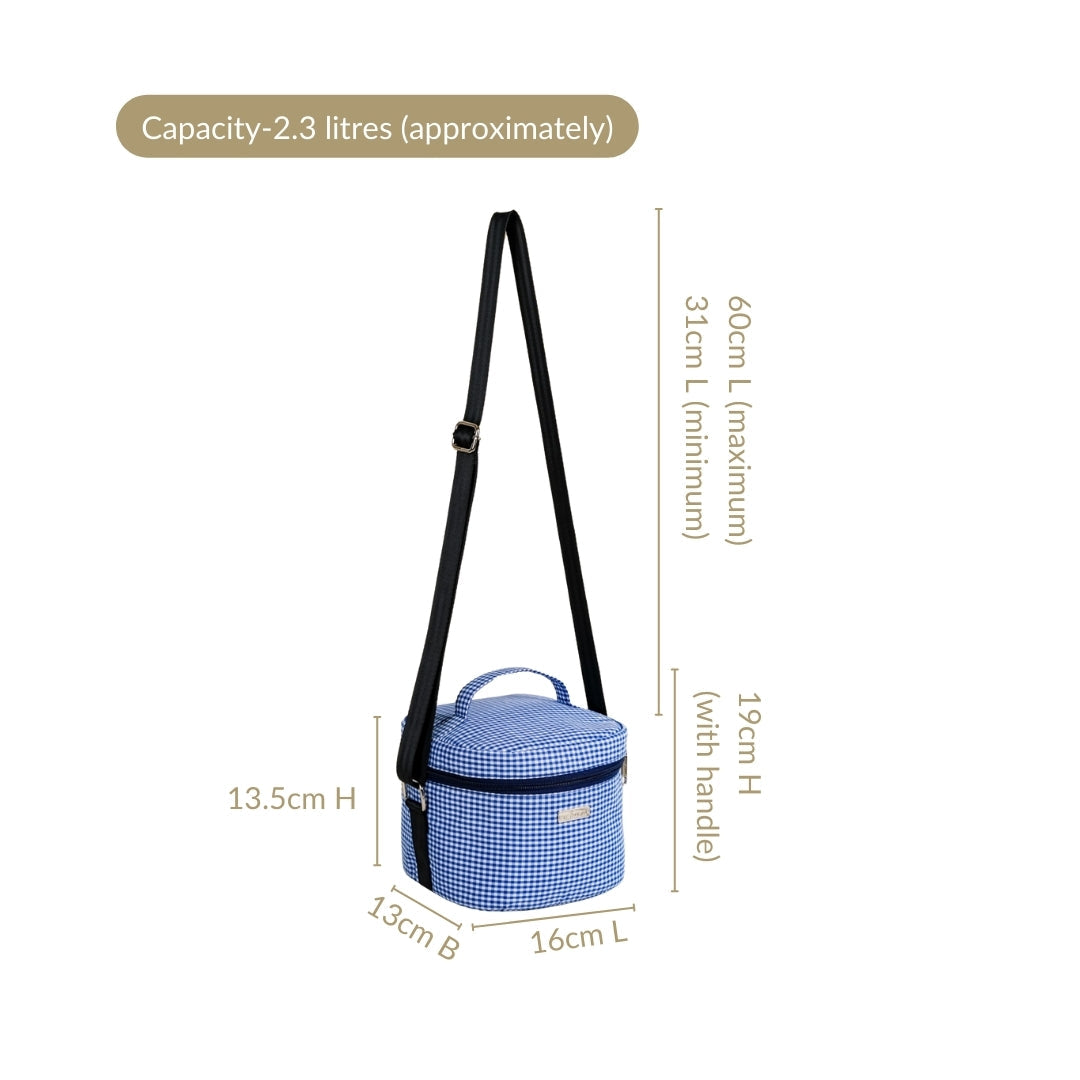 Blue Checked Lunch Bag With Insulation