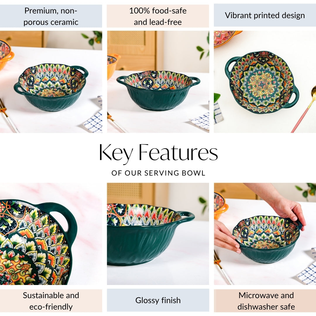 Mandala Melange Serving Bowl Green 1500ml