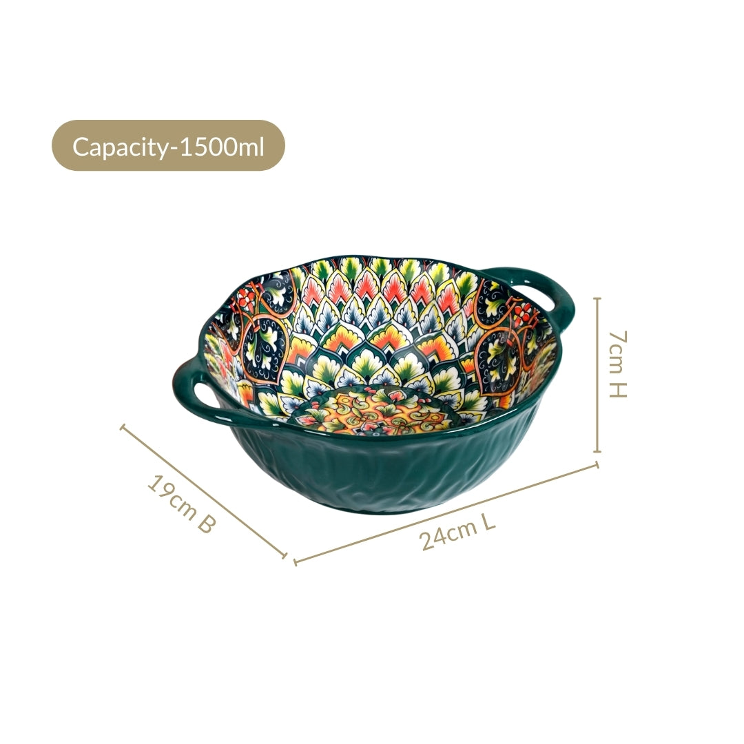 Mandala Melange Serving Bowl Green 1500ml