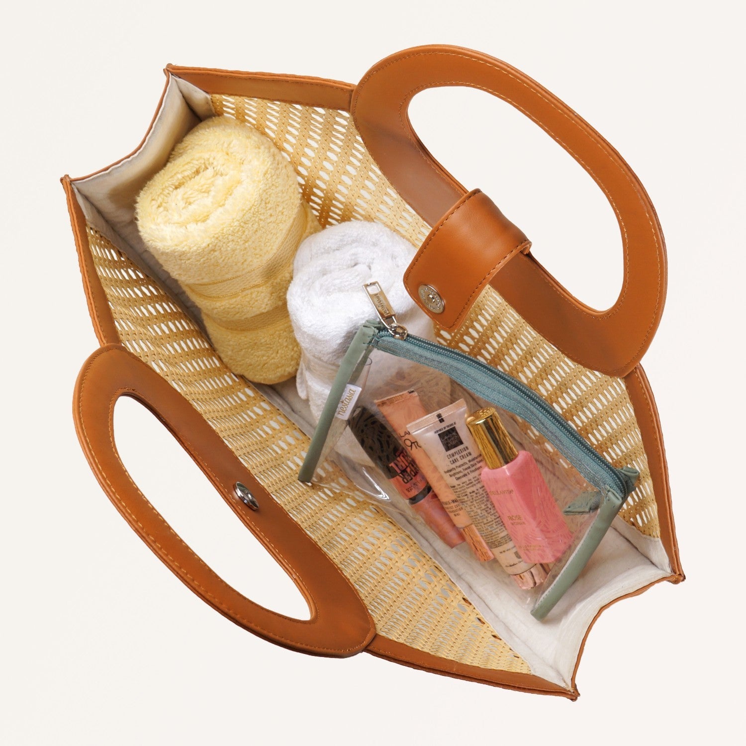 Rattan Tan Basket Tote Bag