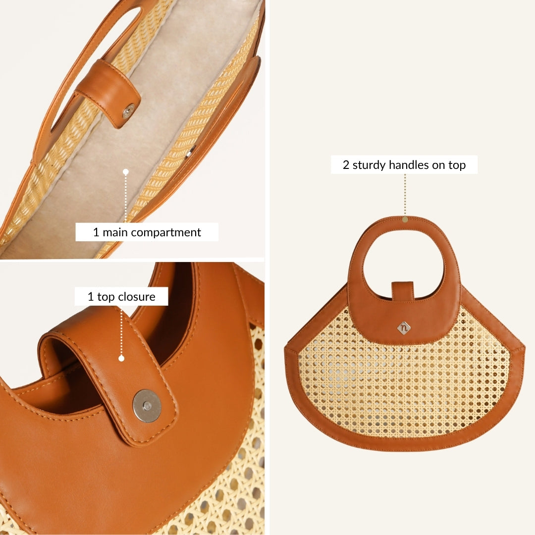 Rattan Tan Basket Tote Bag
