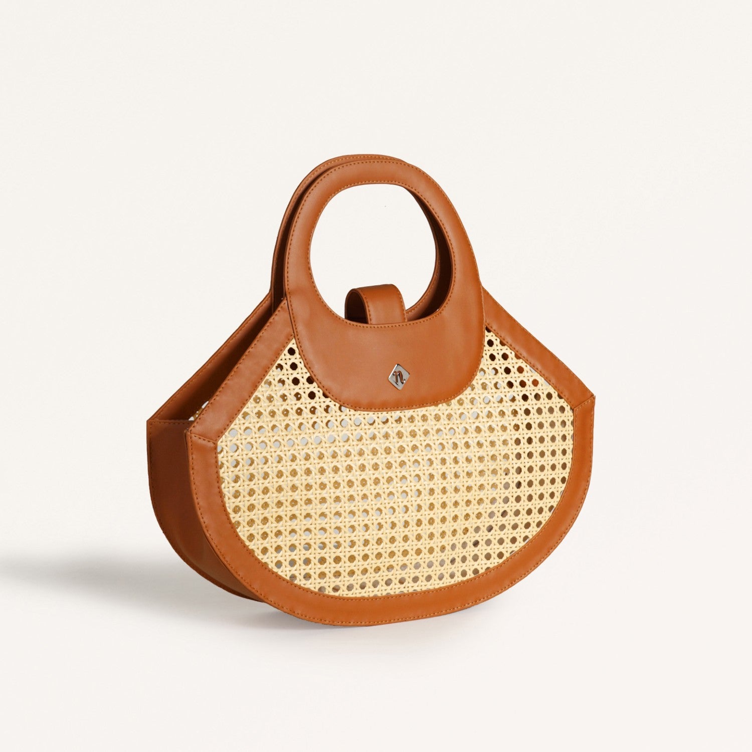 Rattan Tan Basket Tote Bag