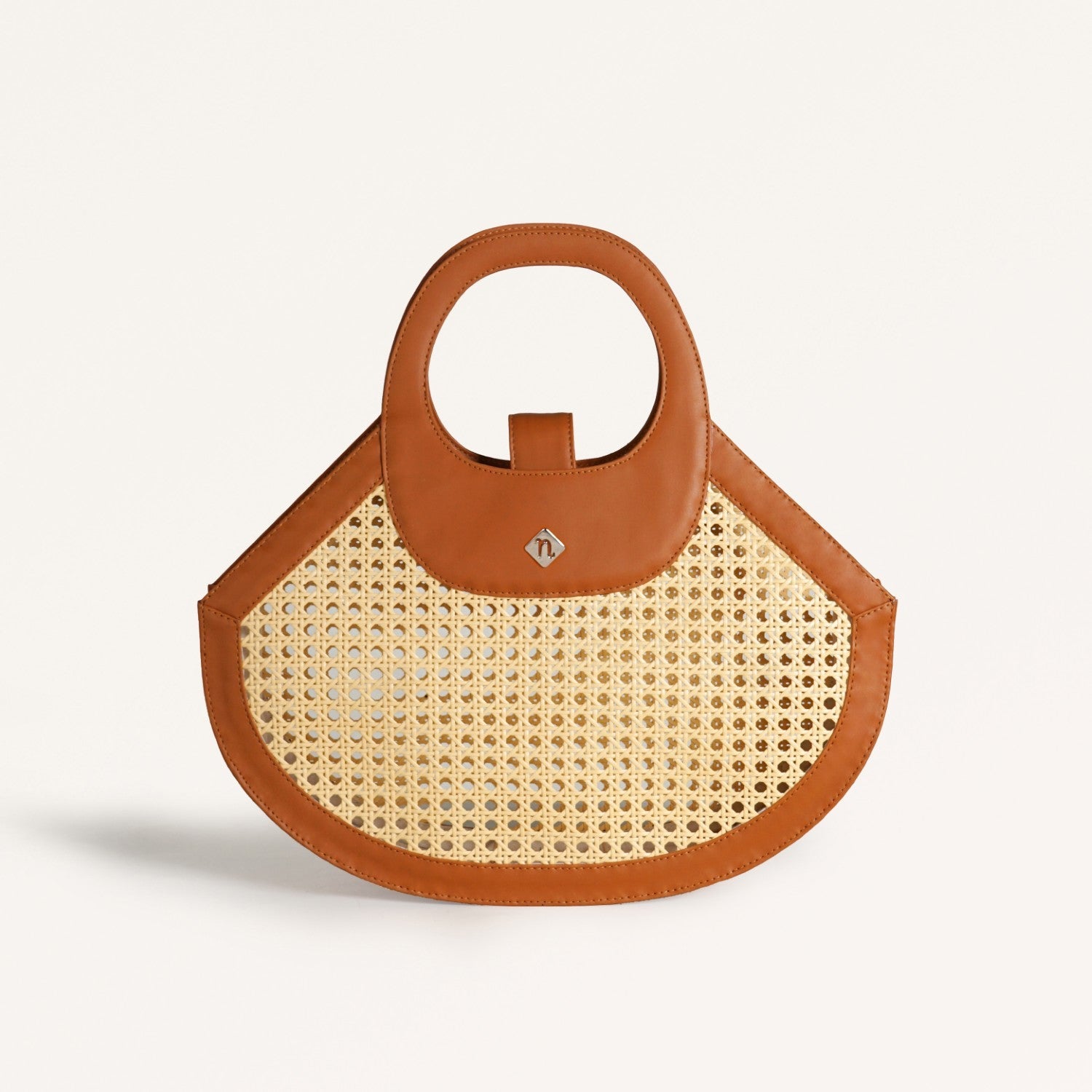 Rattan Tan Basket Tote Bag