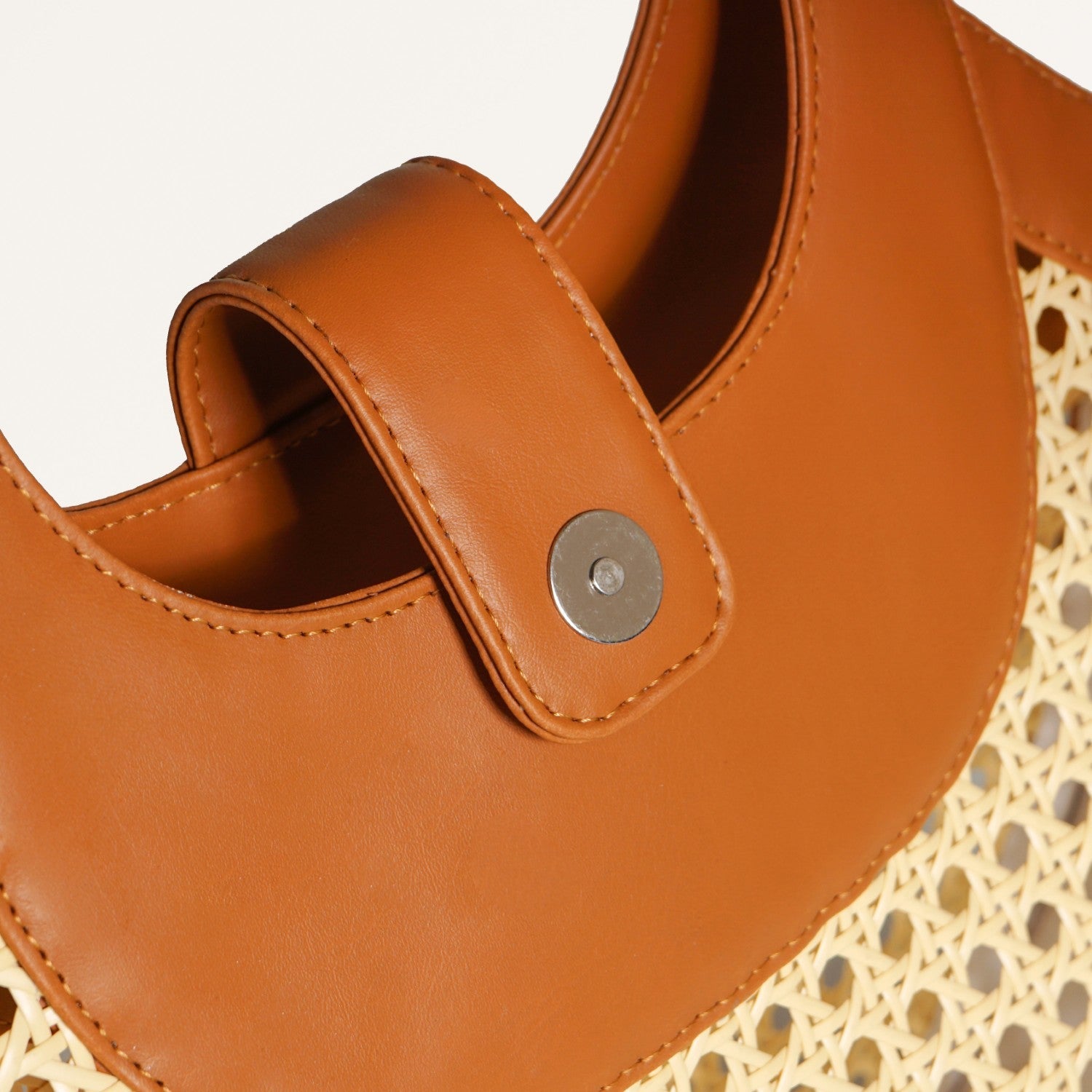 Rattan Tan Basket Tote Bag