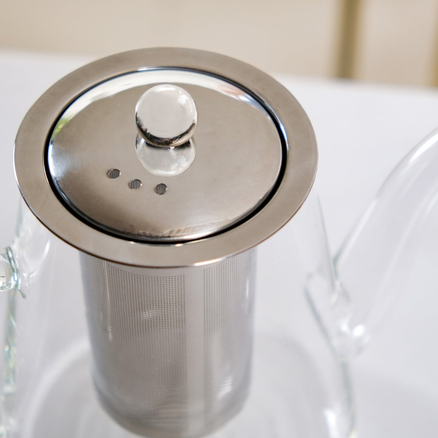 Glass Kettle With Tea Strainer Flame Safe 900ml