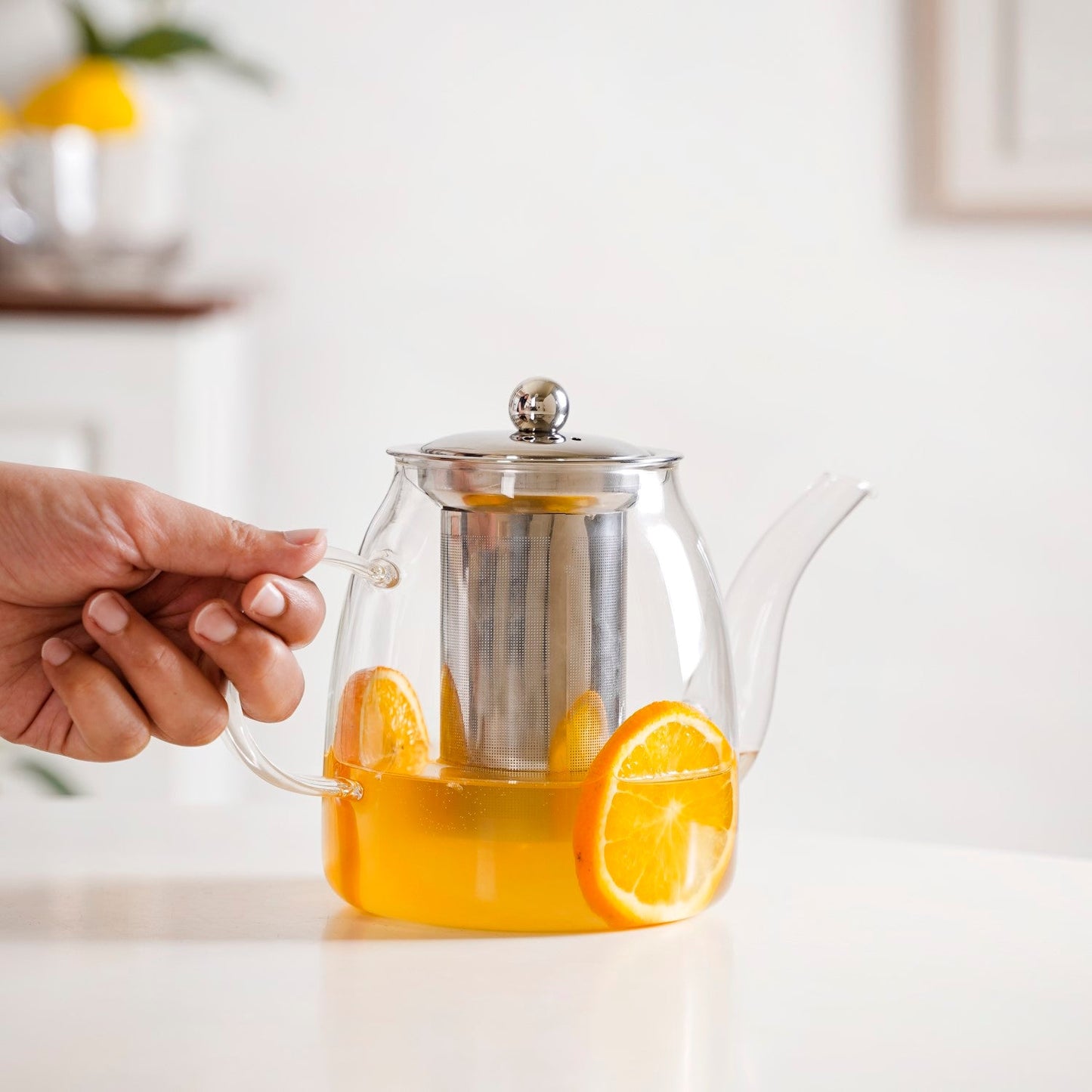 Flame Safe Borosilicate Glass Teapot With Strainer 1000ml