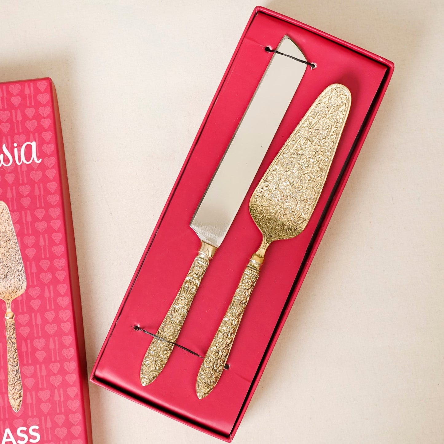 Royal Vintage Brass Cake Knife And Server Set Of 2