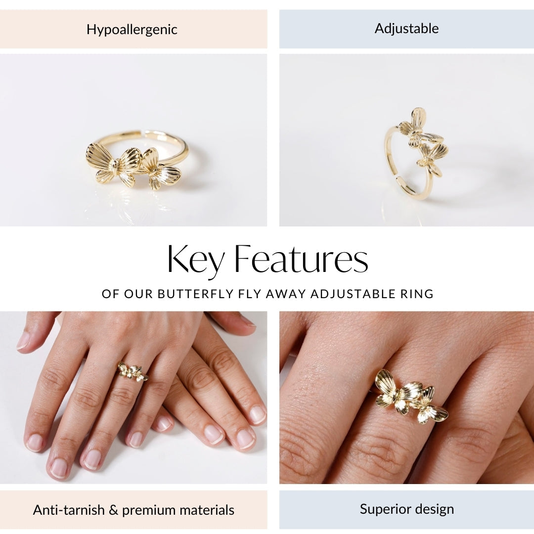 Butterfly Fly Away Adjustable Ring