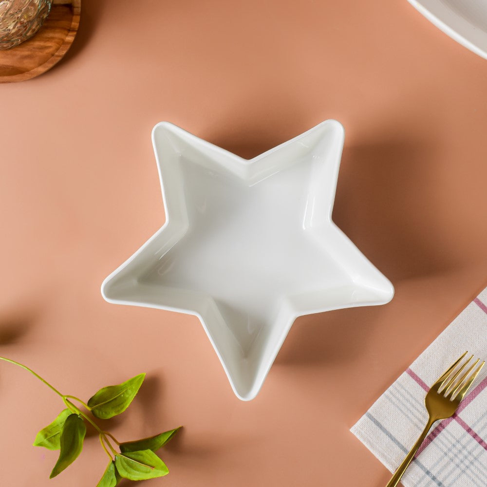 Riona Star Ceramic Fruit Bowl White Large 600 ml
