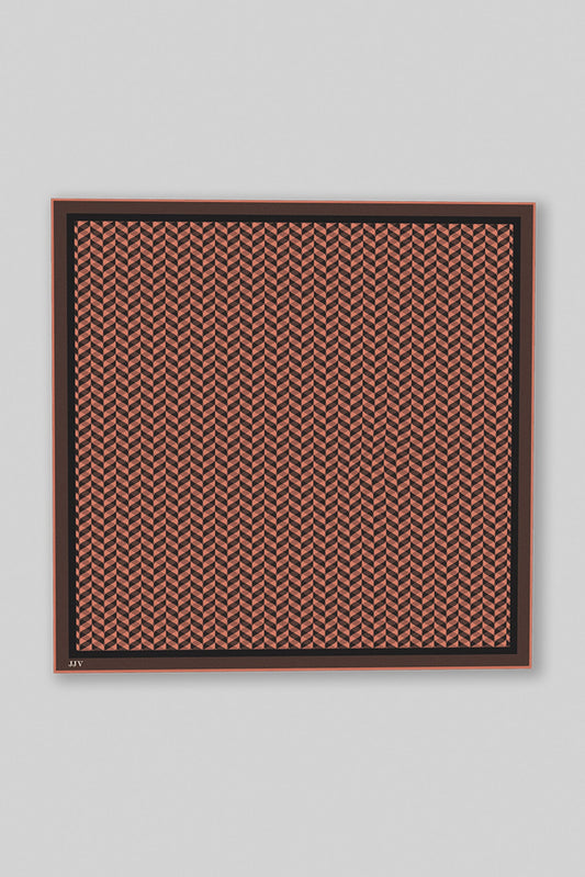 Umber Brown - Red Chevron Printed Pocket Square