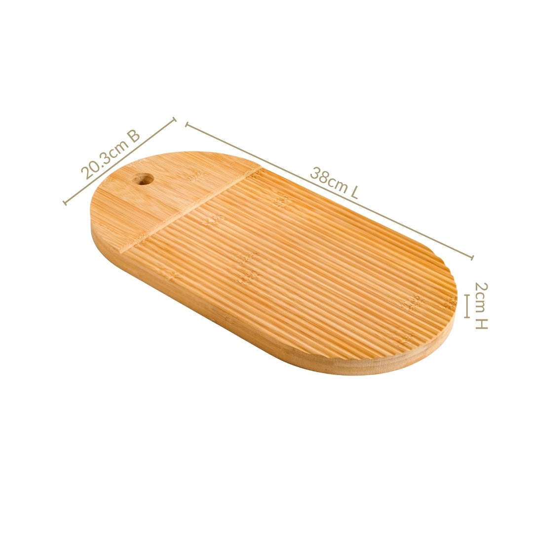 Ribbed Capsule Bamboo Zen Garden Serving Platter 15 Inch