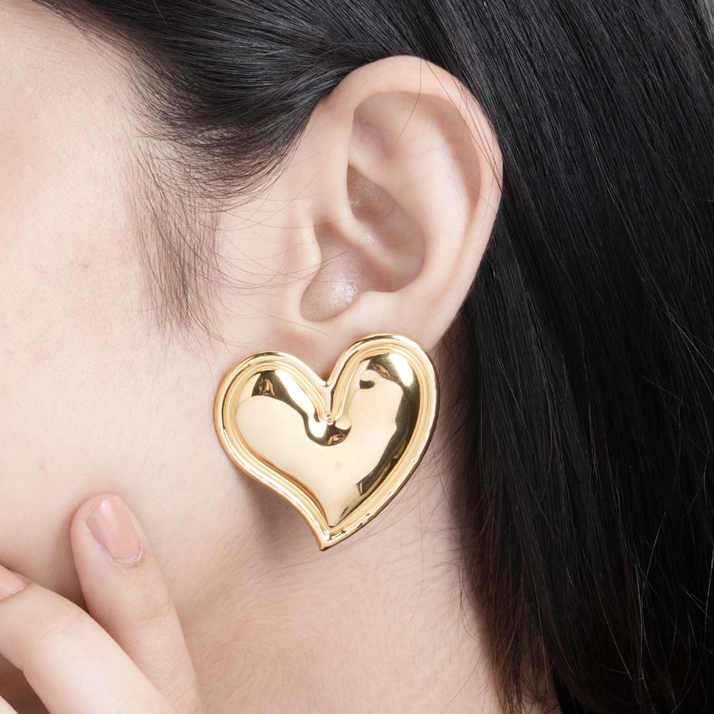 Gold Heart Stud Earrings