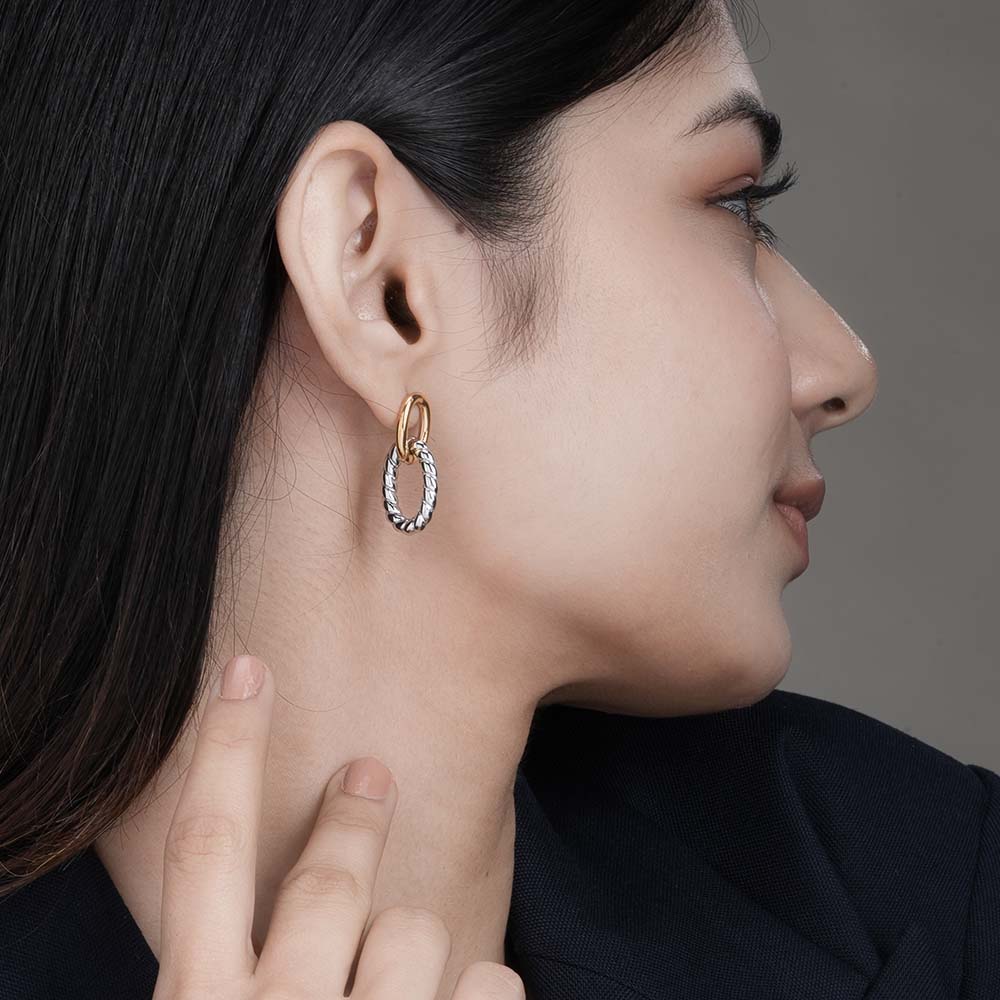 Two-Tone Linked Earrings