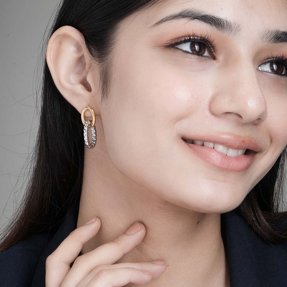 Two-Tone Linked Earrings