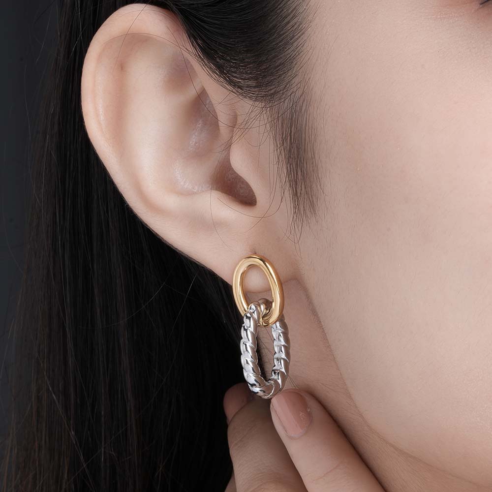 Two-Tone Linked Earrings