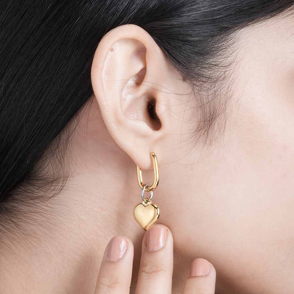 Puffed Heart Hoop Earrings