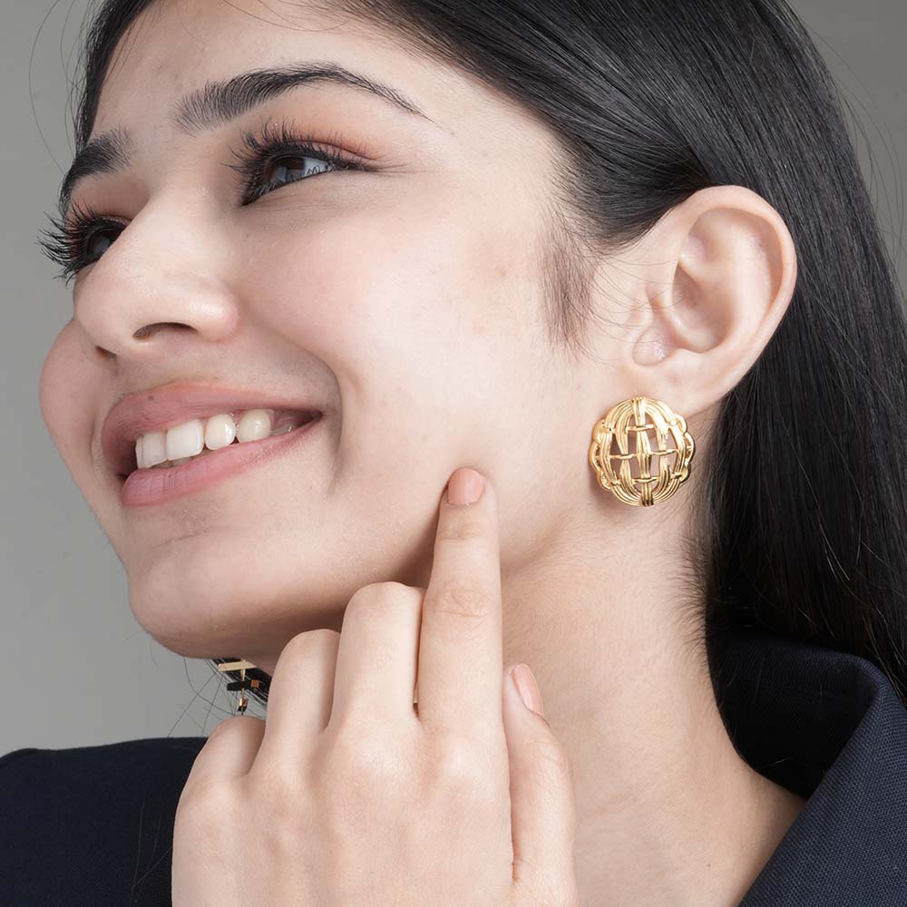 Golden Web Stud Earrings