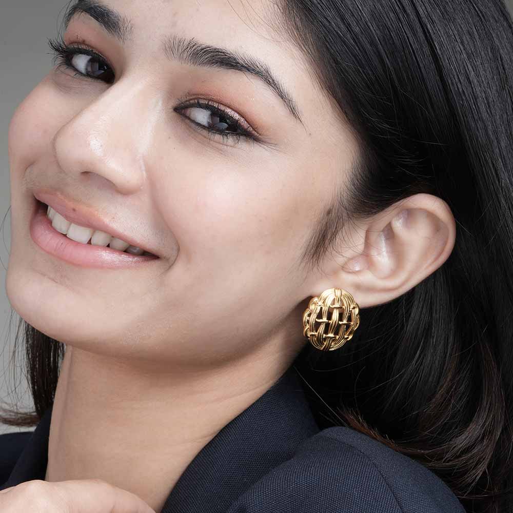 Golden Web Stud Earrings