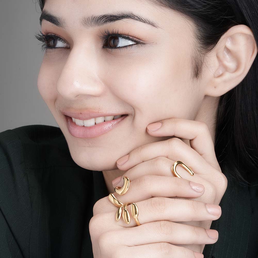 Abstract Gold Ring Set