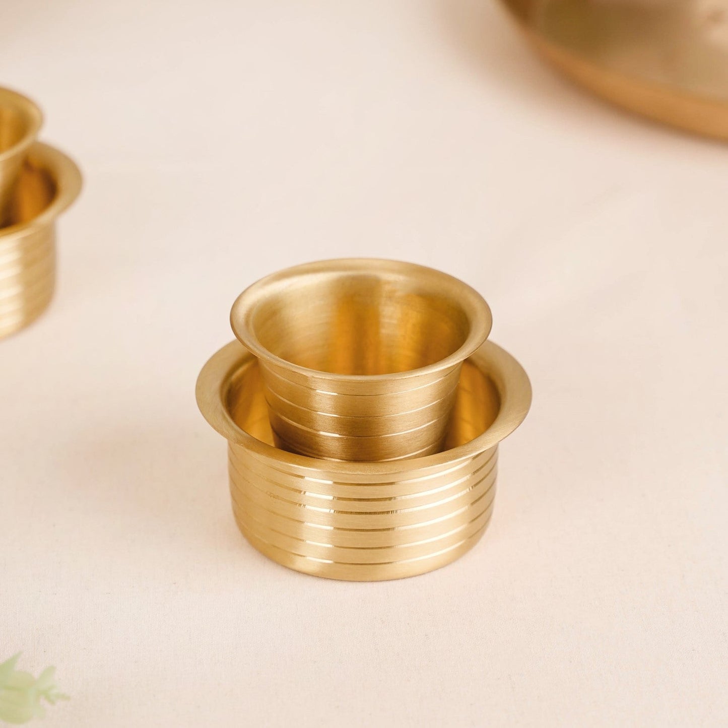 Lined Pure Brass Filter Coffee Dabara Set For 2 With Gift Box