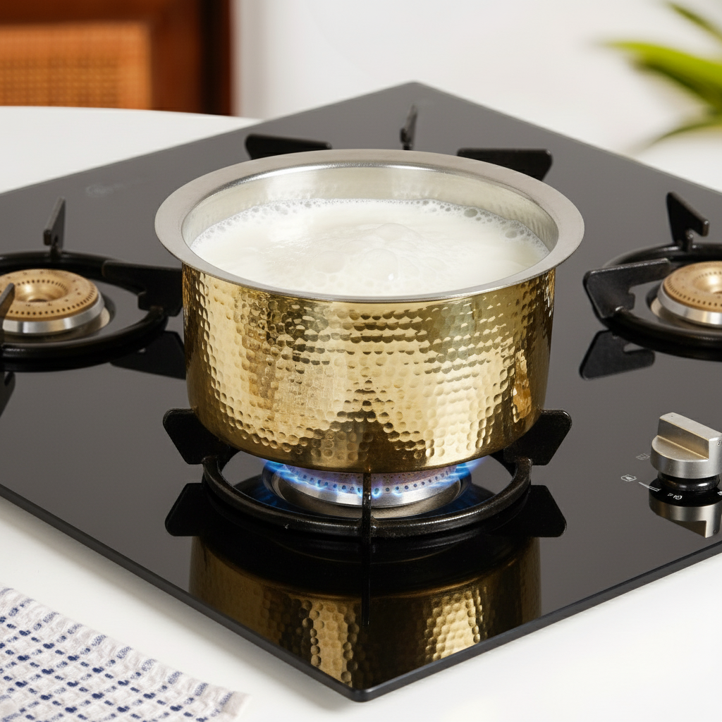 Pure Brass Patila With Lid 2000ml