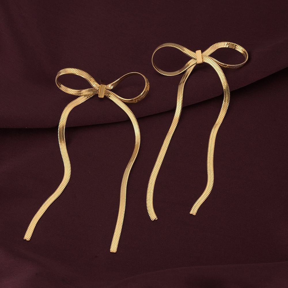 Golden Bows Drop Earrings