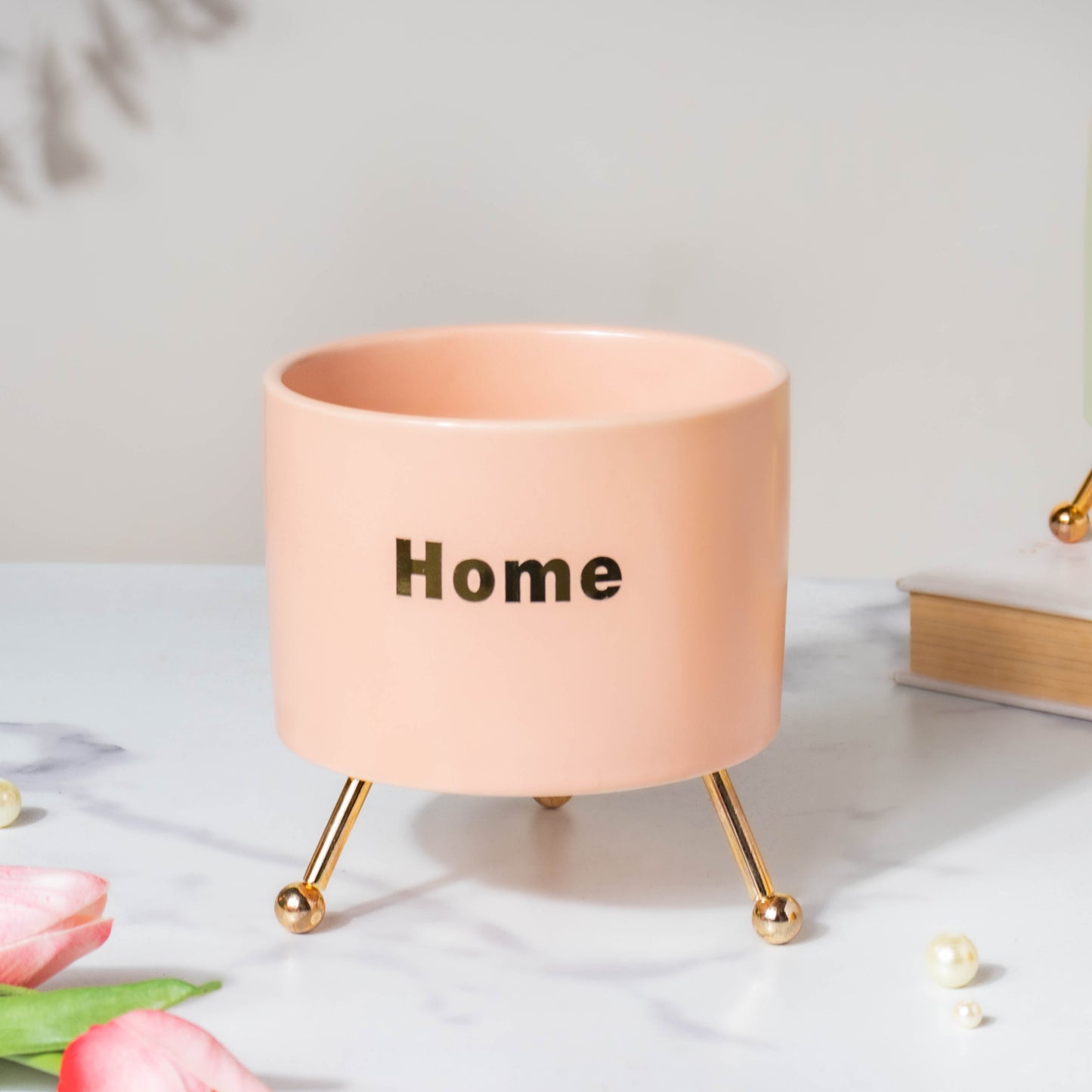 Home Ceramic Planter With Stand Pink