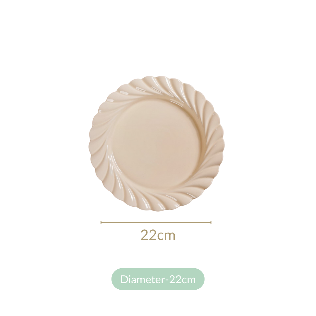 Scallop Vanilla White Luxury Snack Plates Set Of 4 9 Inch