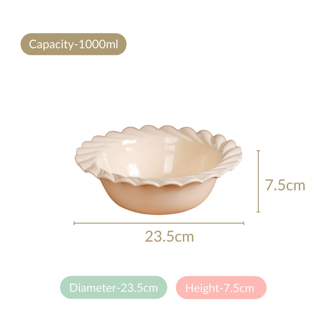 Scallop Vanilla White Serving Bowl Set Of 2 1000ml