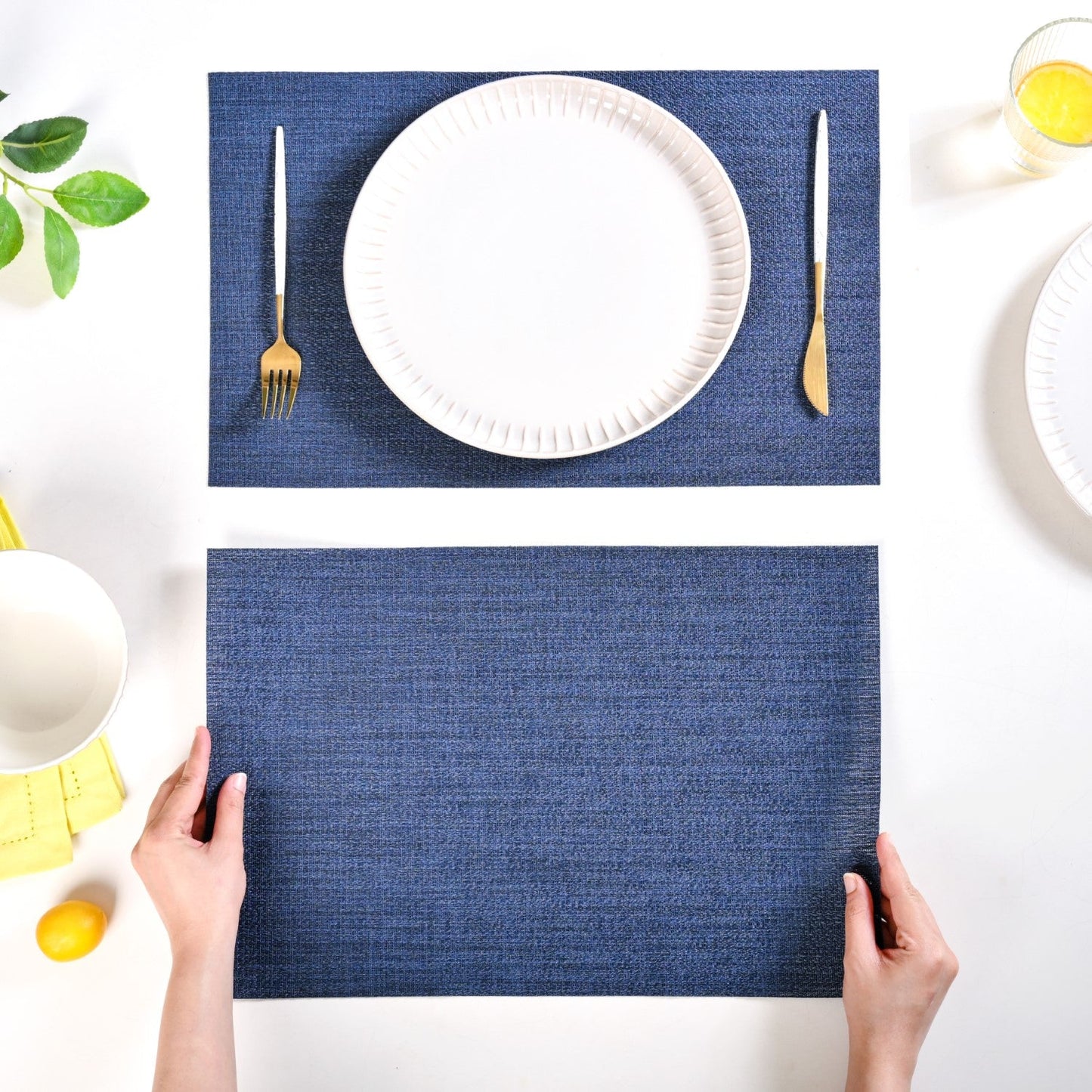 Crosshatch Midnight Blue Placemat Set Of 6