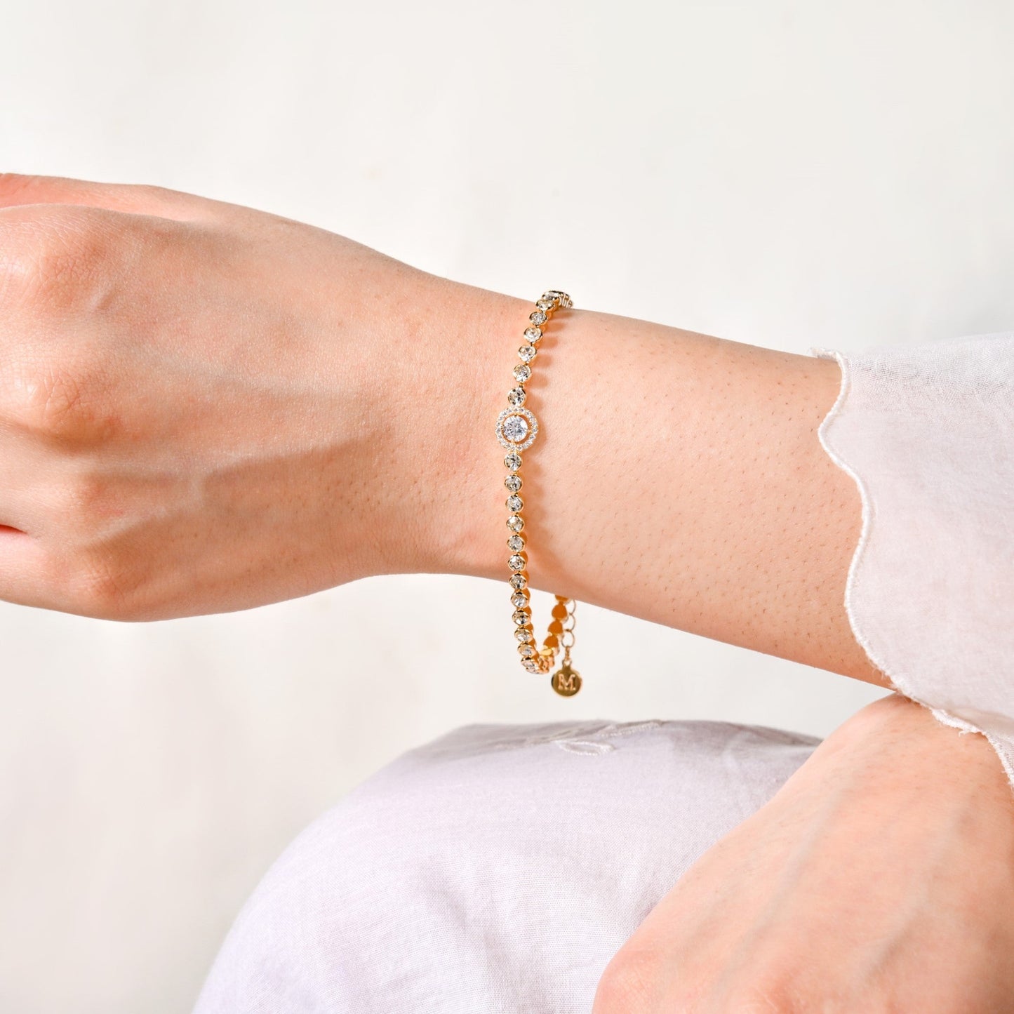 Crowned Charm Gold Chain Bracelet