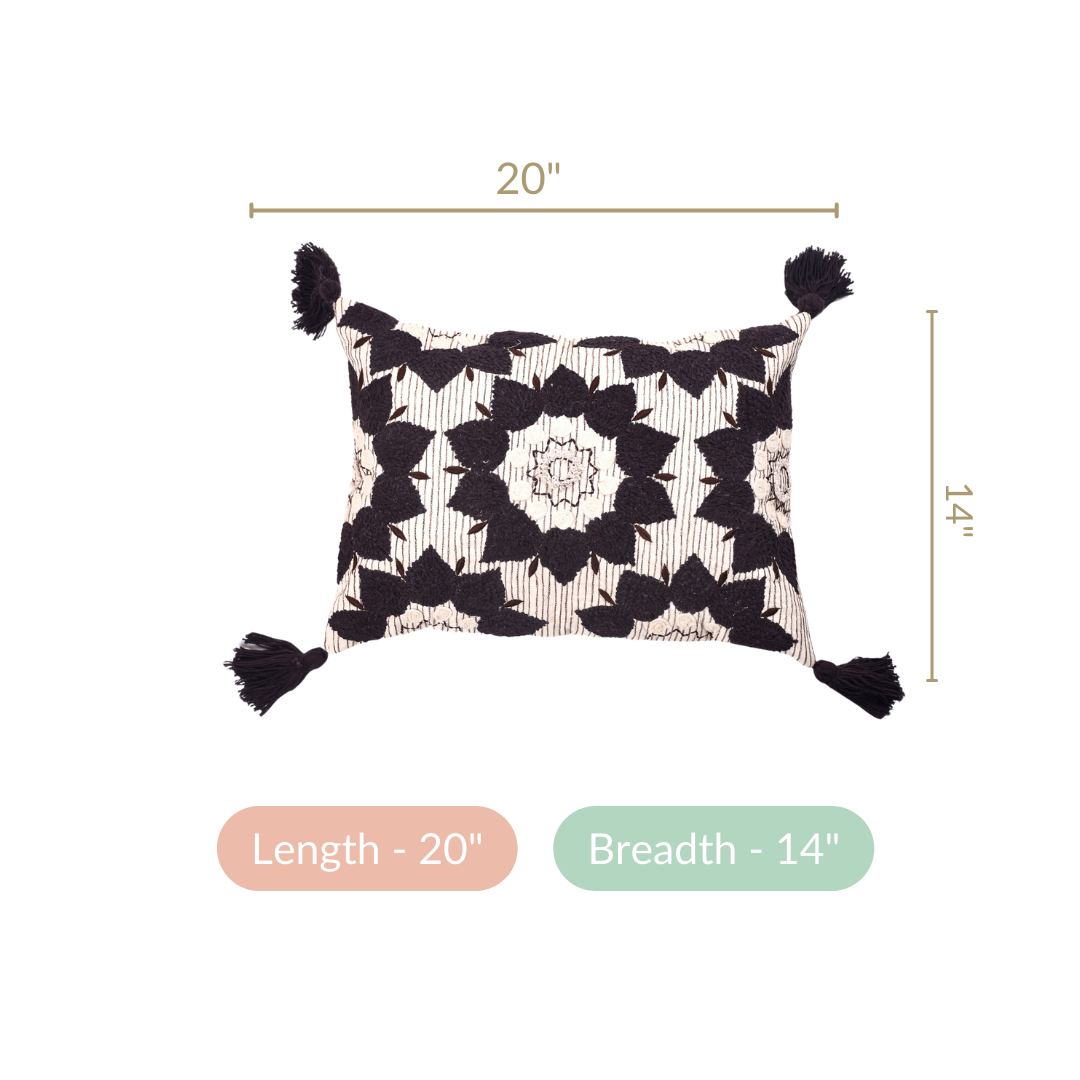 Embroidered Pattern Throw Cushion Cover 20x14 Inch