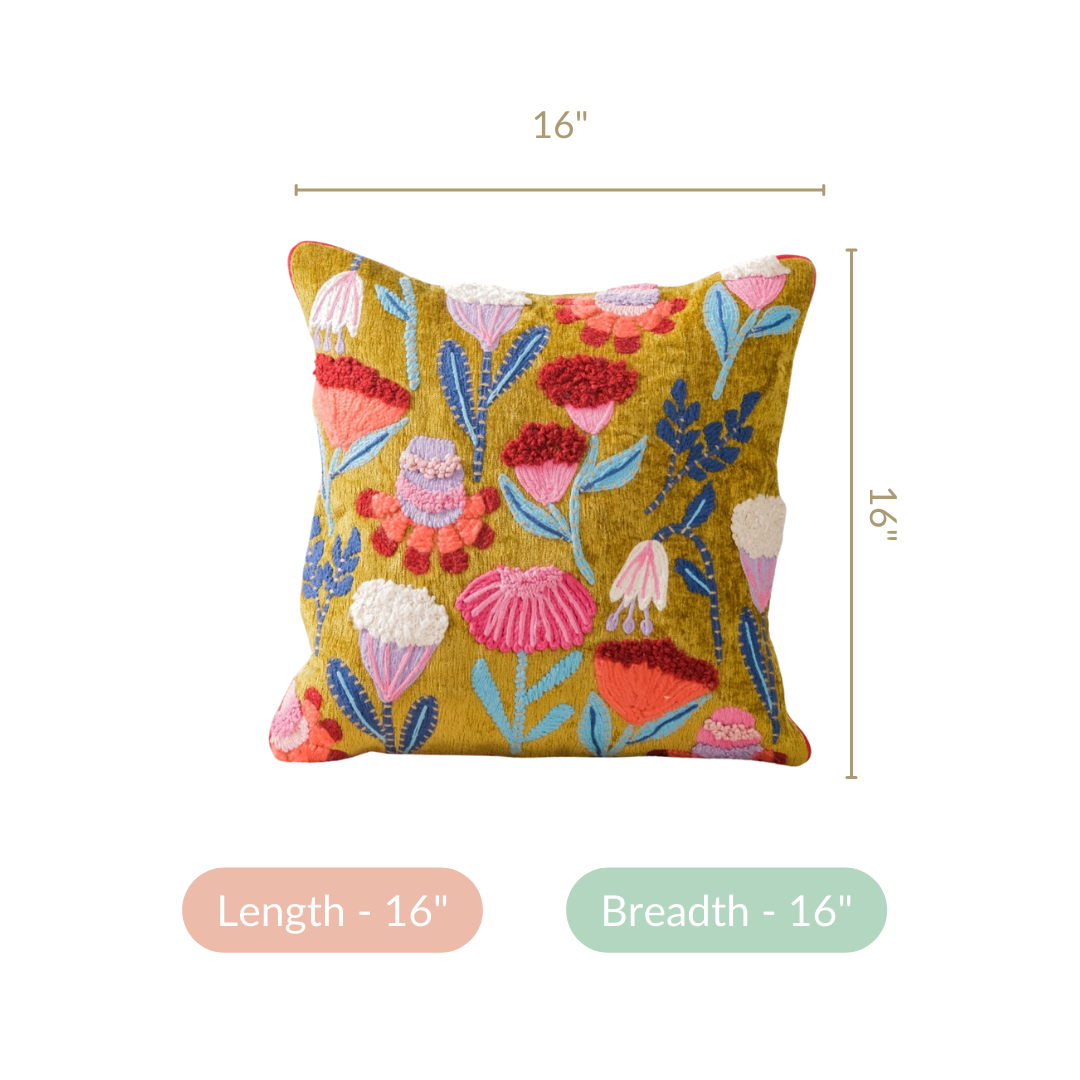 Decorative Tufted Springtime Cushion Cover 16x16 Inch