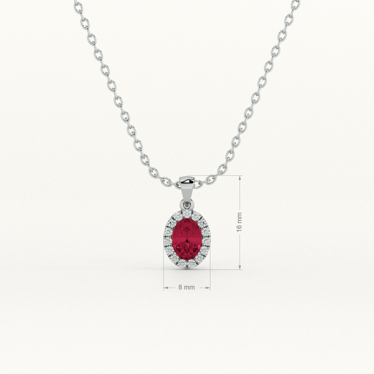 Oval Ruby Glow 925 Sterling Silver Necklace