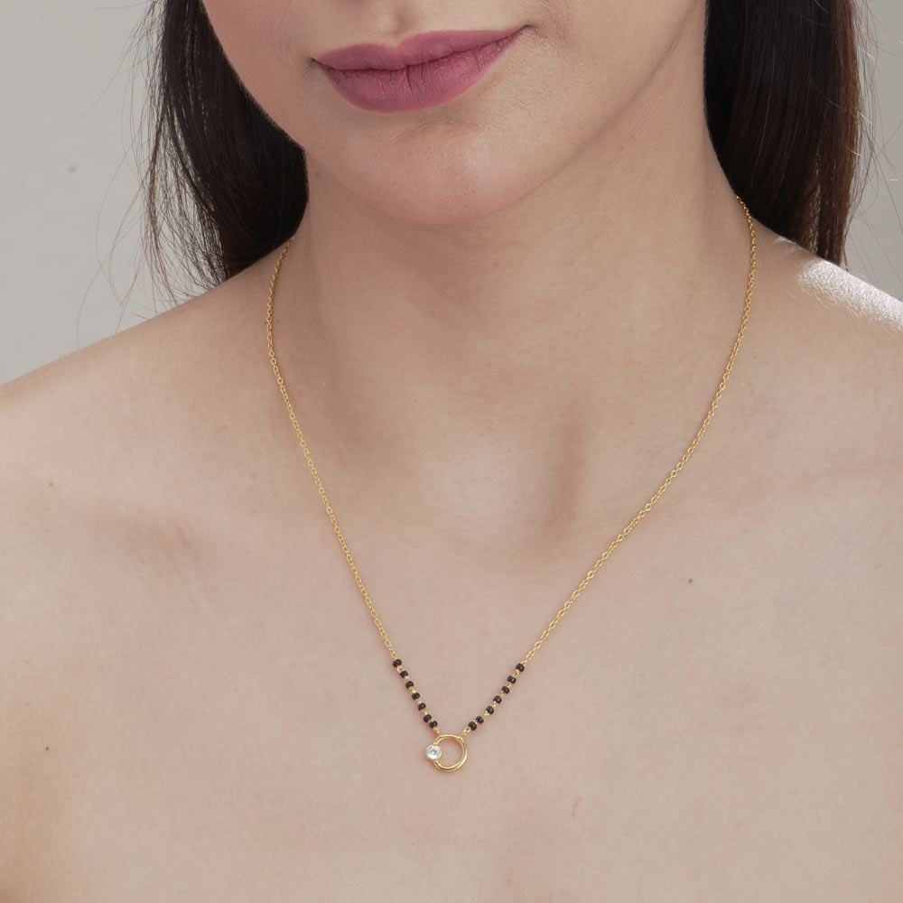Elegant Zircon Studded Gold Mangalsutra