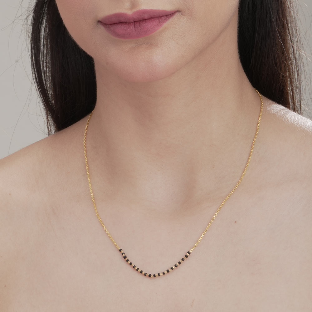Simple Gold Black Beads Mangalsutra