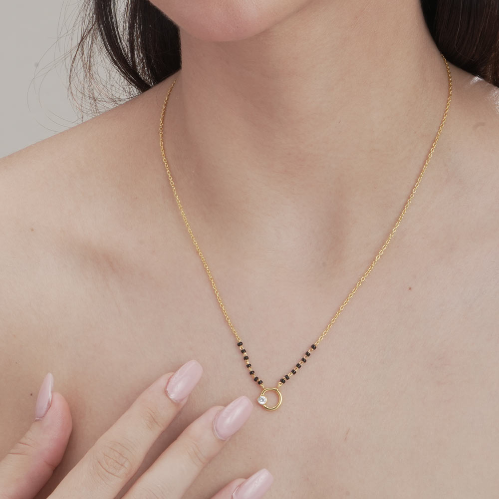 Elegant Zircon Studded Gold Mangalsutra