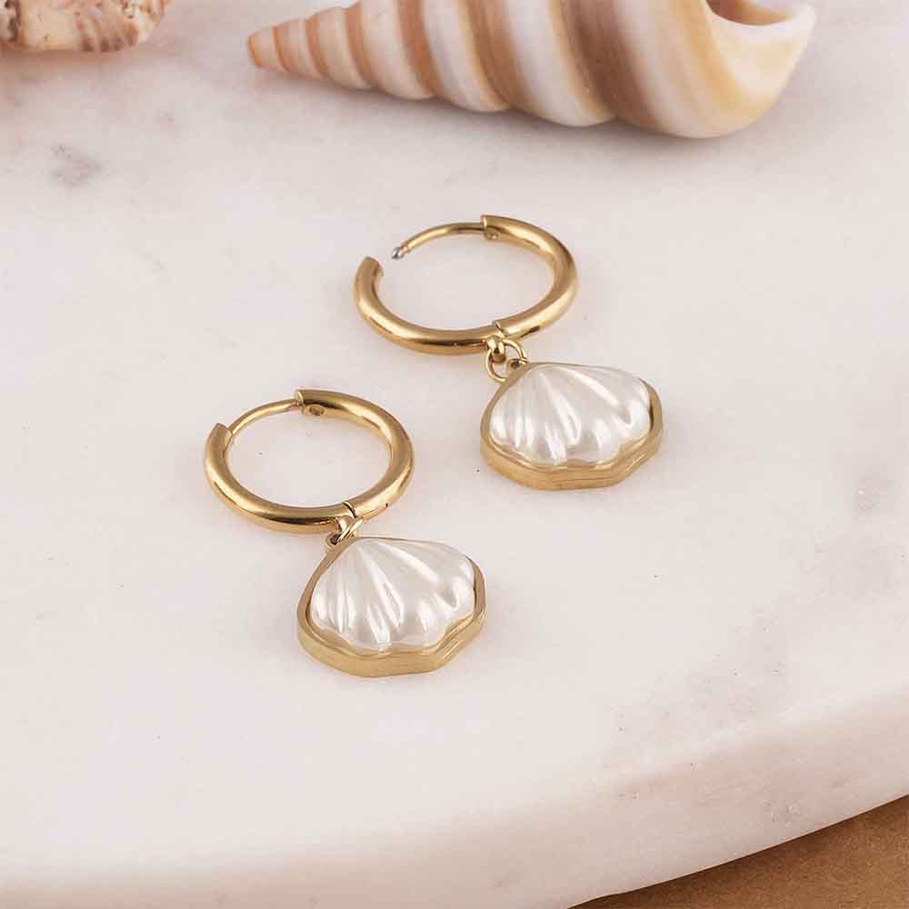 Golden Shell Dangle Earrings