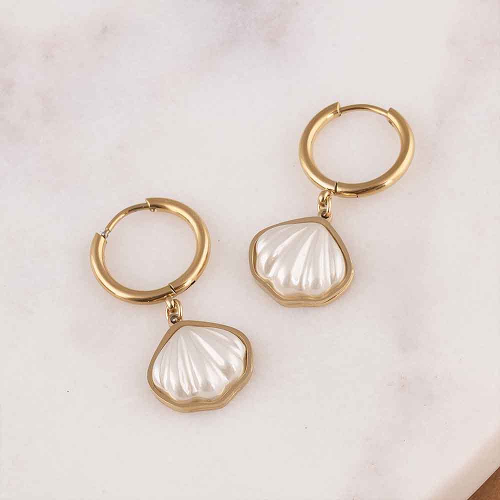 Golden Shell Dangle Earrings