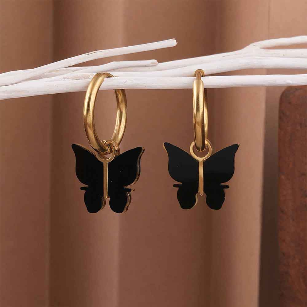 Midnight Butterfly Hoop Earrings
