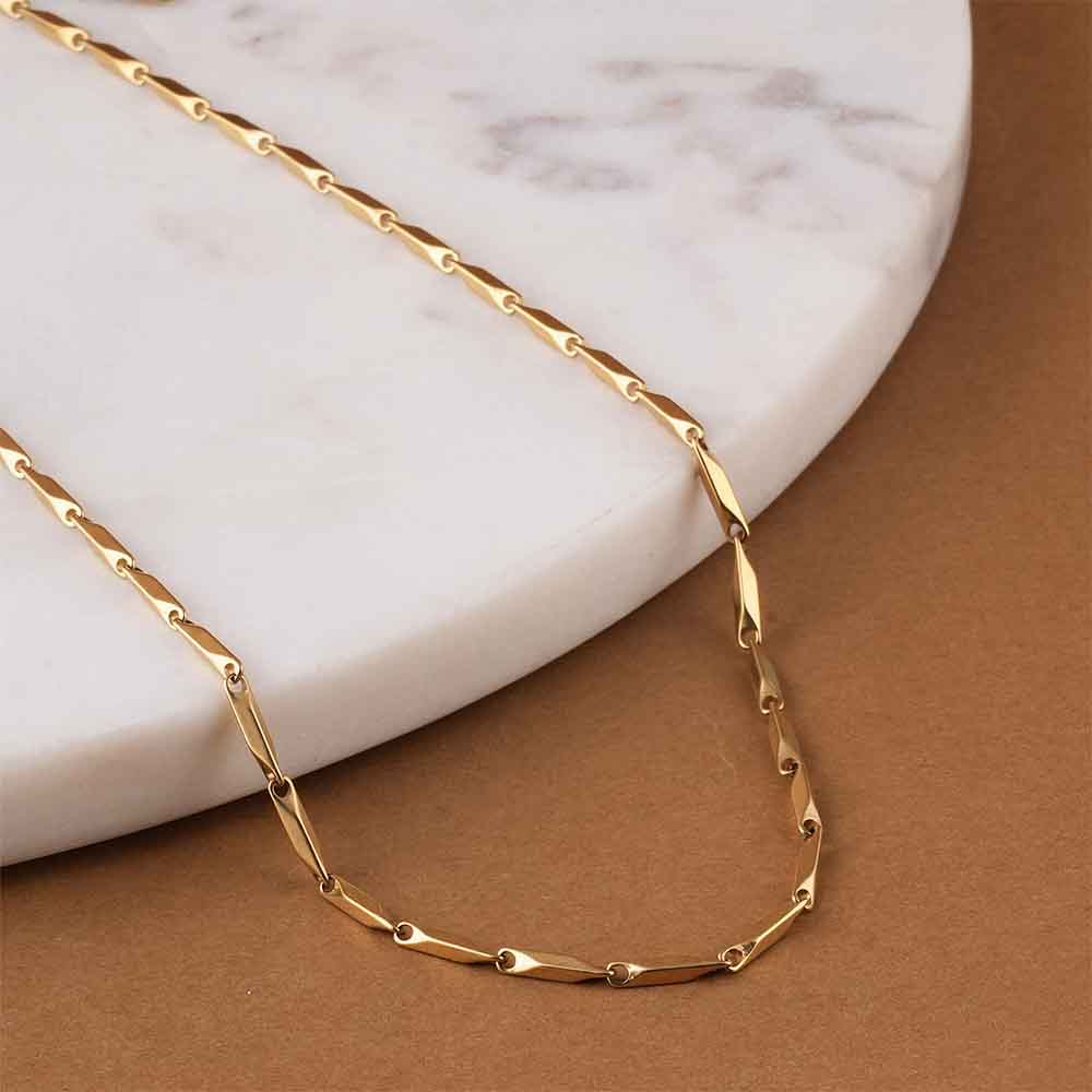 Rice Grain Link Gold Necklace