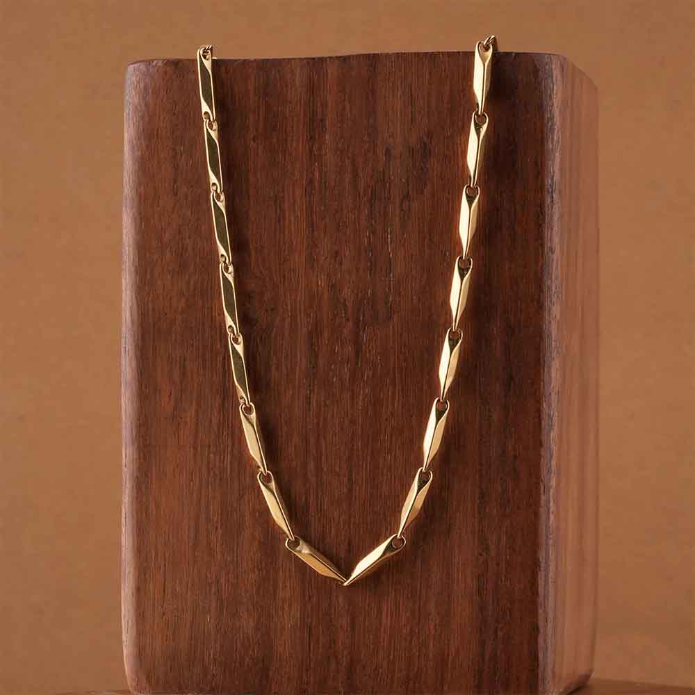 Rice Grain Link Gold Necklace