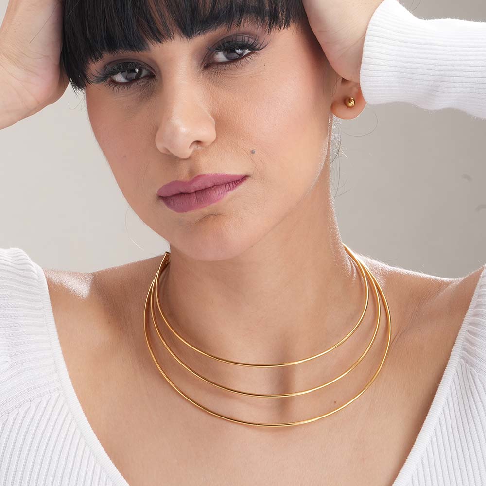 Golden Elegance Layered Chocker Necklace