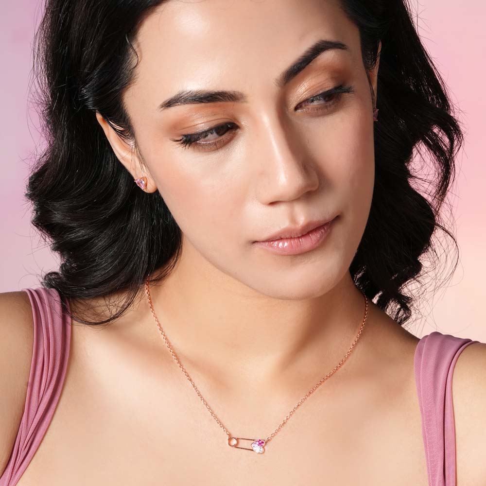 Pinned with Love 925 Silver Rose Gold Necklace