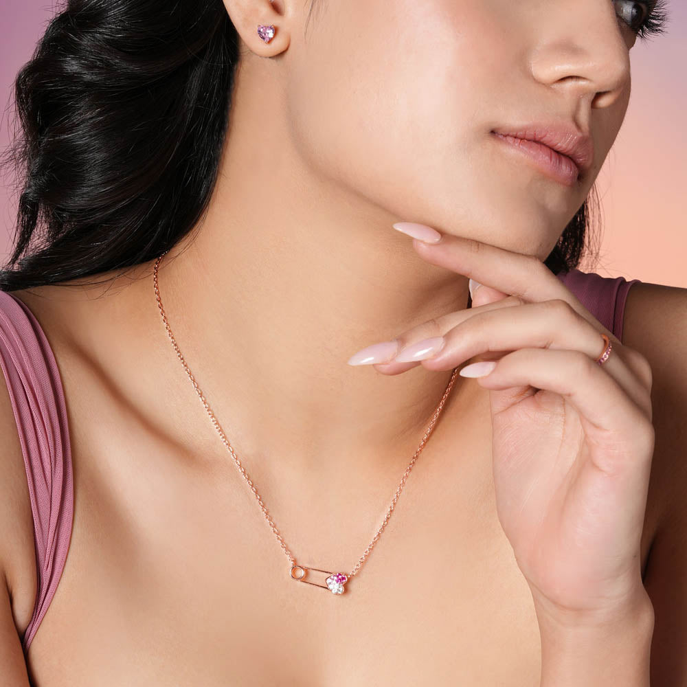 Pinned with Love 925 Silver Rose Gold Necklace