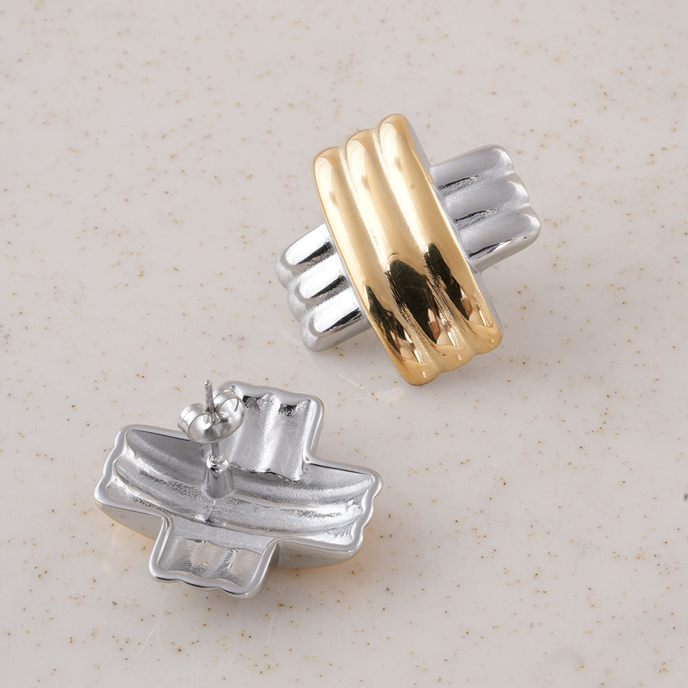 Gold & Silver Cross Earrings