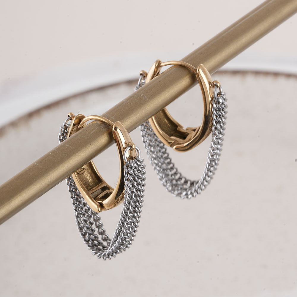 Gold & Silver Chain Hoop Earrings